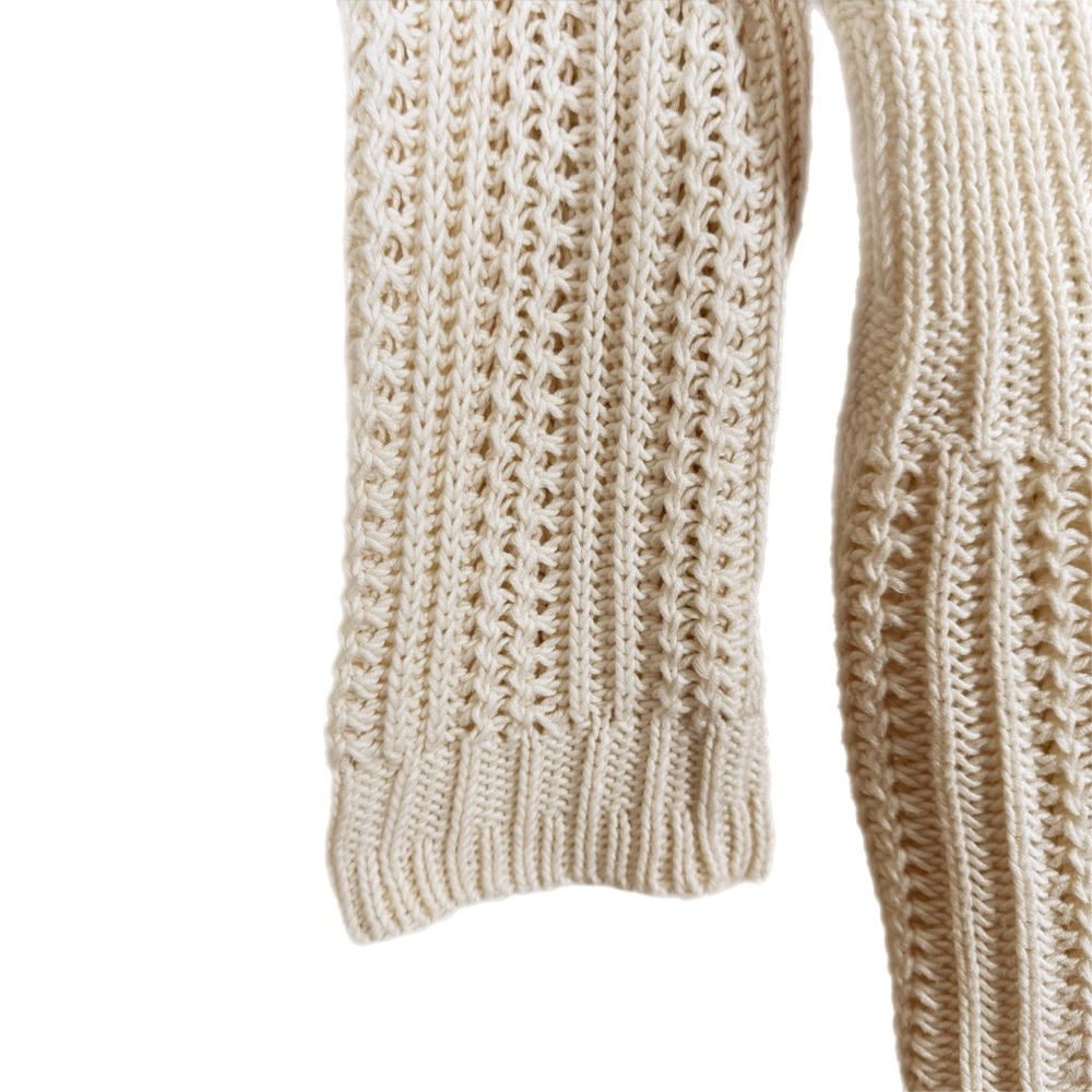 Eddie Bauer 100% Cotton Cozy 3 Button Cardigan L (Fits Like M) Ecru Neutral - Picture 3 of 10